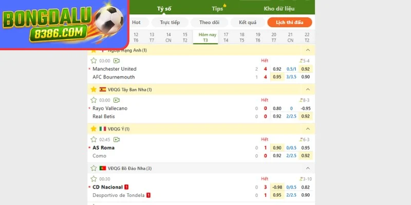 Cách tra cứu lịch thi đấu 